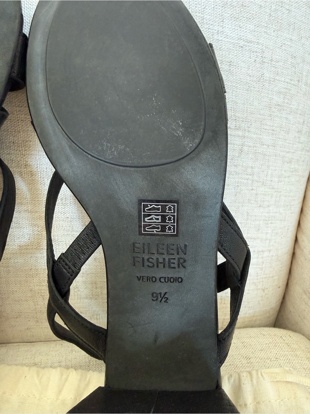 New Eileen Fisher Giga Block Heel Slingback Sandal Black Leather Women’s 9.5 - Picture 8 of 9